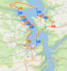Czech Swimrun Tour - Orlík - mapa závodu sprint